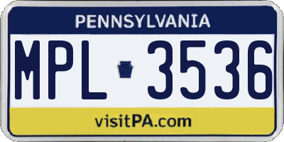 PA license plate MPL3536