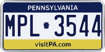 PA license plate MPL3544
