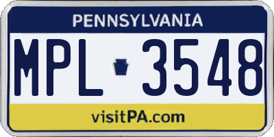 PA license plate MPL3548