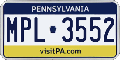PA license plate MPL3552