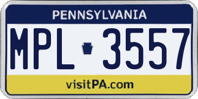 PA license plate MPL3557