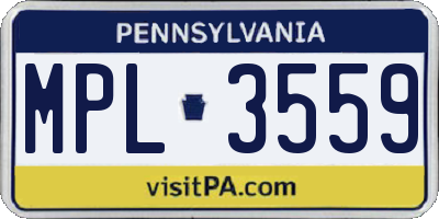PA license plate MPL3559