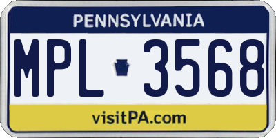 PA license plate MPL3568