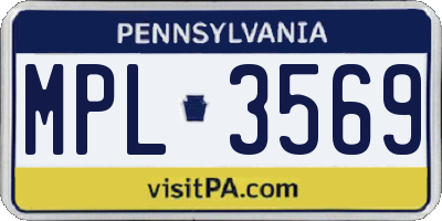 PA license plate MPL3569