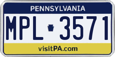 PA license plate MPL3571