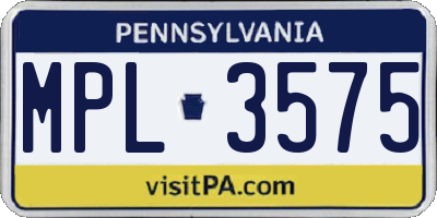 PA license plate MPL3575