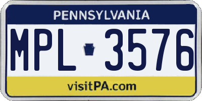 PA license plate MPL3576