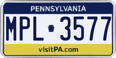 PA license plate MPL3577