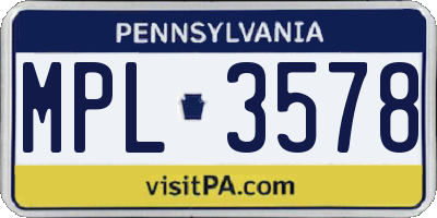 PA license plate MPL3578