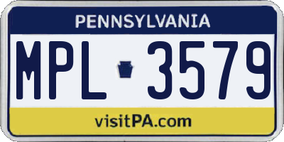 PA license plate MPL3579