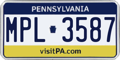 PA license plate MPL3587