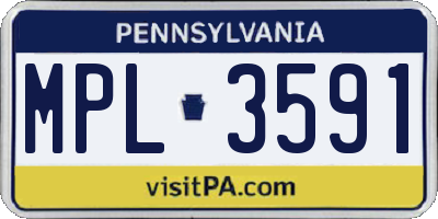 PA license plate MPL3591