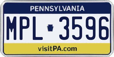 PA license plate MPL3596