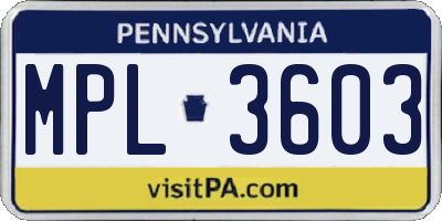 PA license plate MPL3603