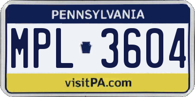 PA license plate MPL3604