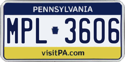 PA license plate MPL3606