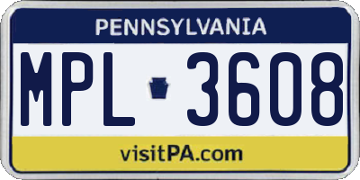 PA license plate MPL3608