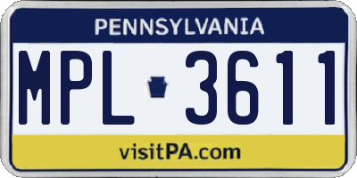 PA license plate MPL3611