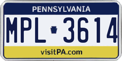 PA license plate MPL3614