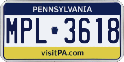 PA license plate MPL3618