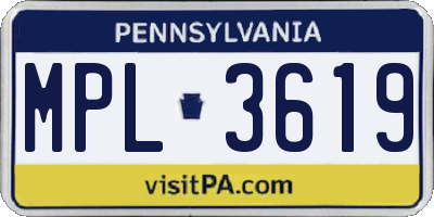PA license plate MPL3619