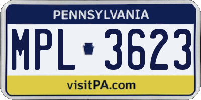 PA license plate MPL3623