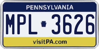 PA license plate MPL3626