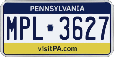 PA license plate MPL3627