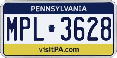 PA license plate MPL3628