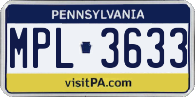 PA license plate MPL3633