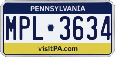 PA license plate MPL3634