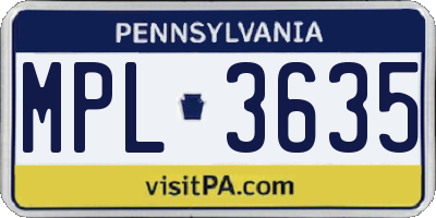 PA license plate MPL3635