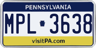 PA license plate MPL3638