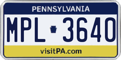 PA license plate MPL3640