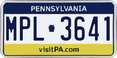 PA license plate MPL3641