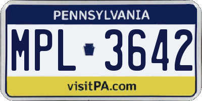 PA license plate MPL3642