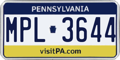 PA license plate MPL3644