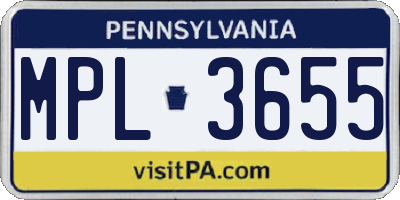 PA license plate MPL3655