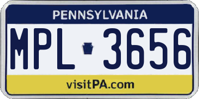PA license plate MPL3656