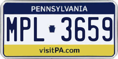 PA license plate MPL3659