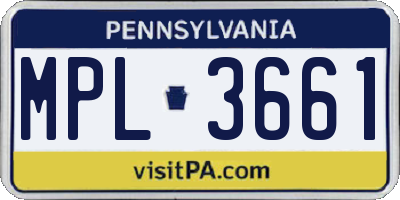 PA license plate MPL3661