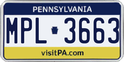 PA license plate MPL3663