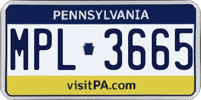 PA license plate MPL3665
