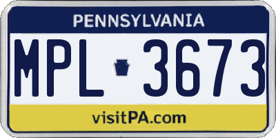 PA license plate MPL3673