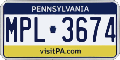 PA license plate MPL3674