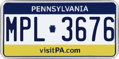 PA license plate MPL3676