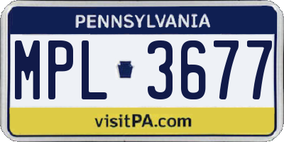 PA license plate MPL3677