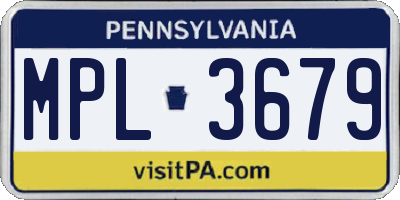 PA license plate MPL3679