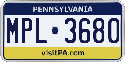 PA license plate MPL3680