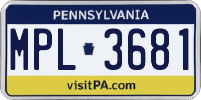 PA license plate MPL3681